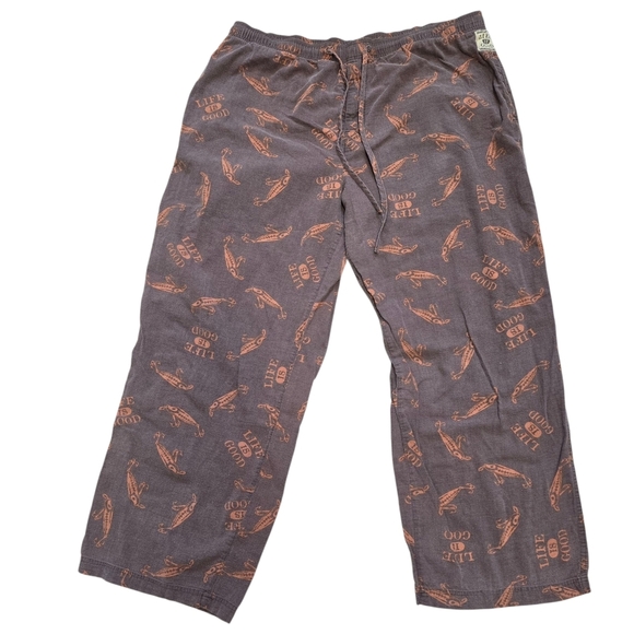 Life Is Good Sleep Brown Fish Lure Print Pants Cotton Pajamas Size Xlarge Light - Picture 5 of 5